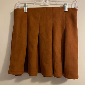 Shinestar Brown Pleated School Girl Style Mini Skirt Size Medium